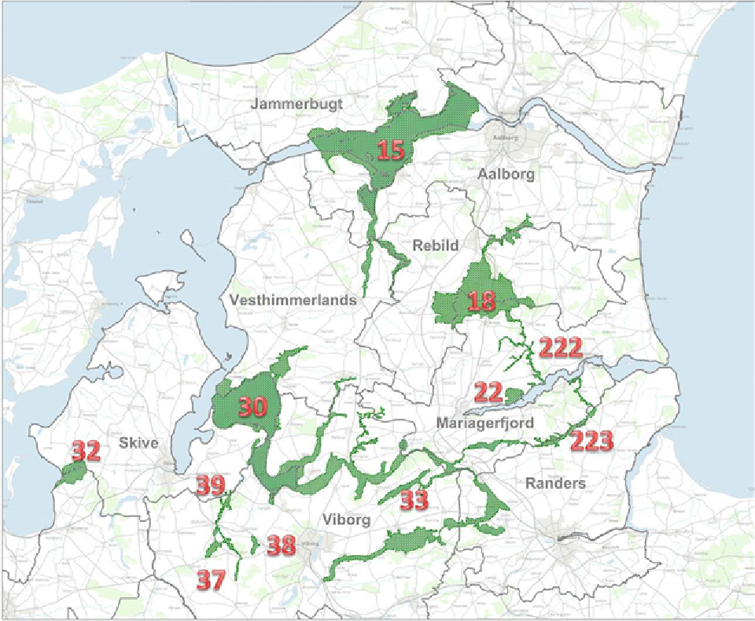 Kort der viser Natura 2000-områder i projektområdet