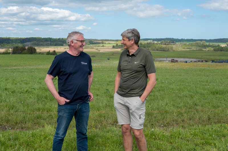 Landmand Erik Møller Andersen og formand for Grøn Trepart Mariagerfjord Jens Riise Dalgaard