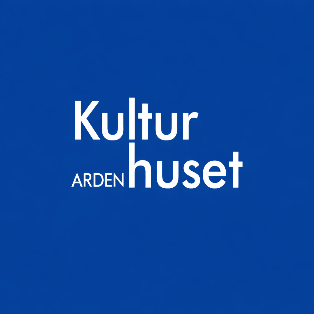Blåt logo med hvid skrift med teksten Kulturhuset Arden 